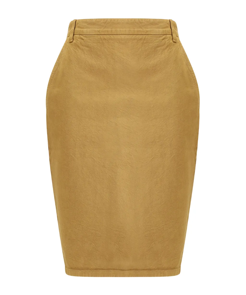 Saint Laurent Mid-Rise Denim Pencil Skirt