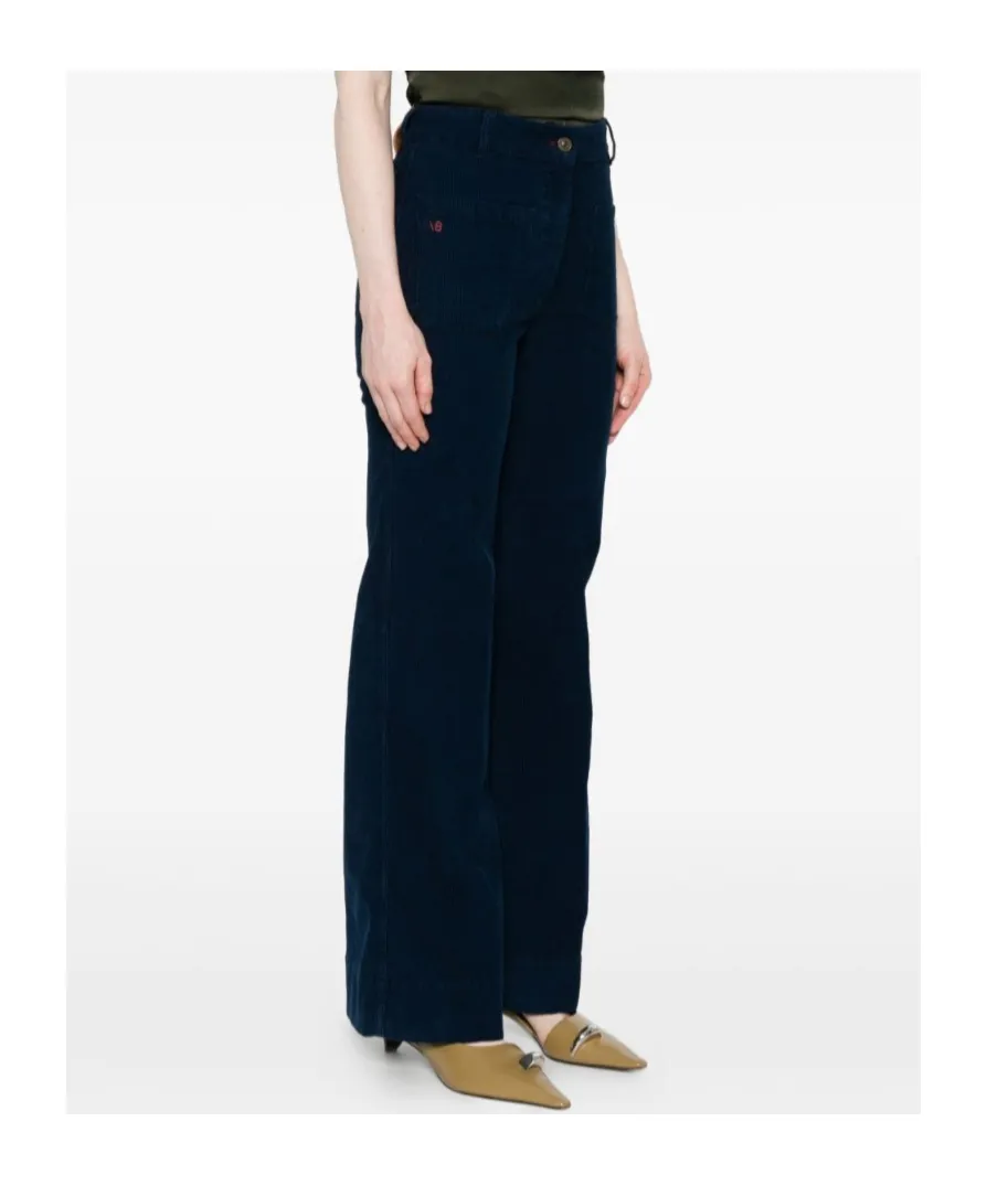 Victoria Beckham Blue Corduroy Trousers