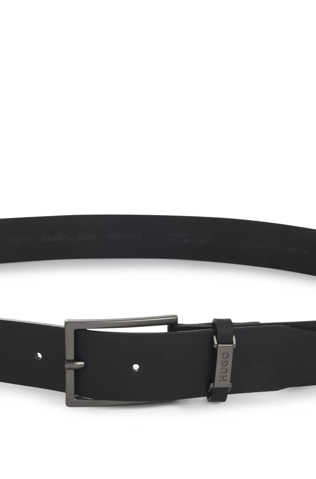 Leather Belt With Logo Plaque Buckle
