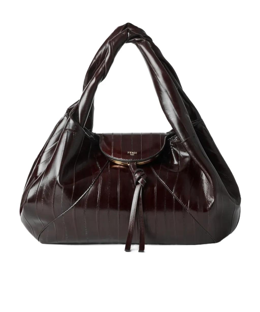 Brown Inlaid Hagfish Leather Bag
