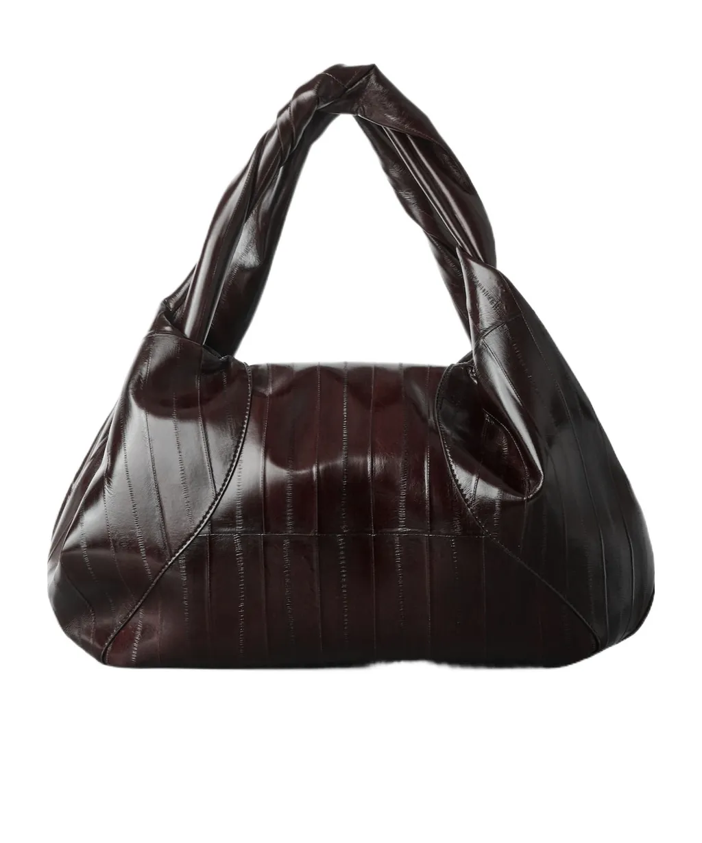 Brown Inlaid Hagfish Leather Bag