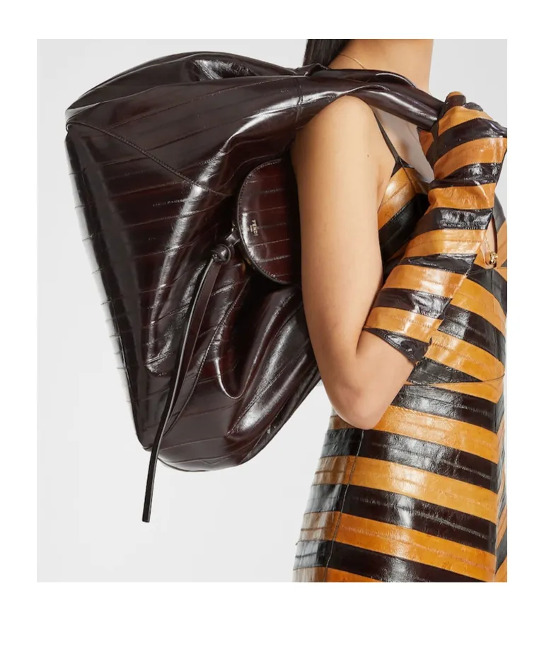 Brown Inlaid Hagfish Leather Bag