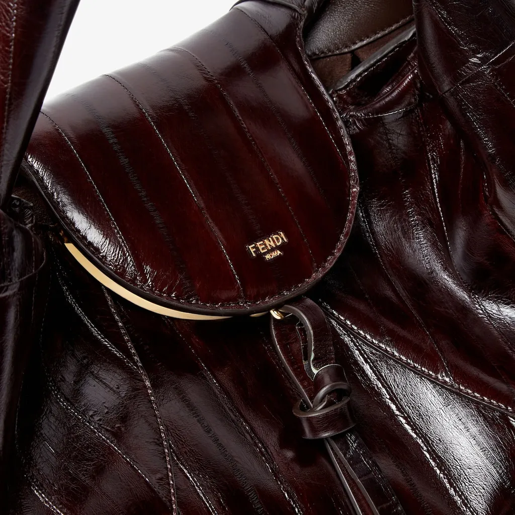 Brown Inlaid Hagfish Leather Bag
