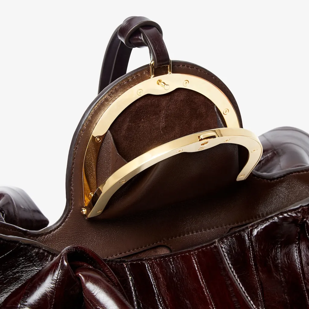 Brown Inlaid Hagfish Leather Bag