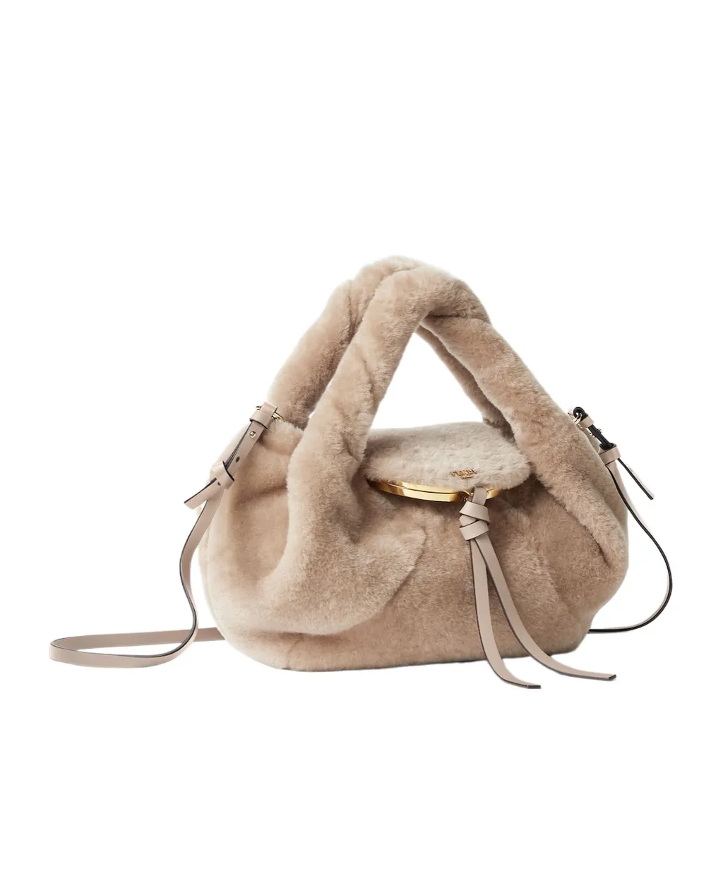 Beige Shearling Bag