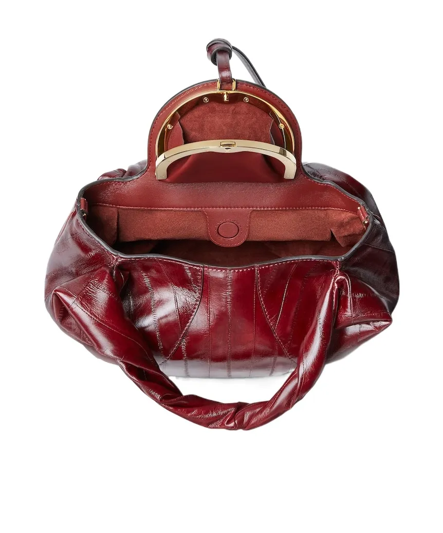 Burgundy Inlaid Hagfish Leather Bag