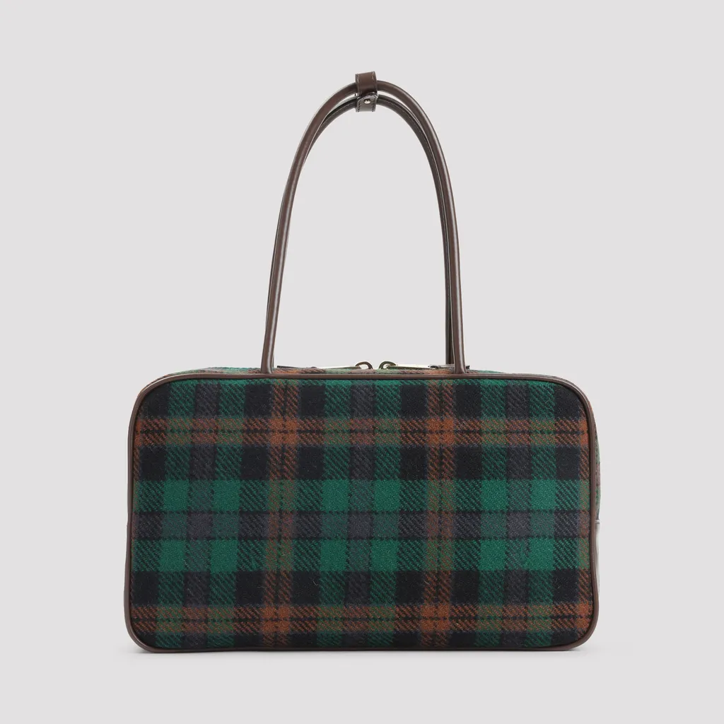 Beau Tartan Top-Handle Bag With Leather Details