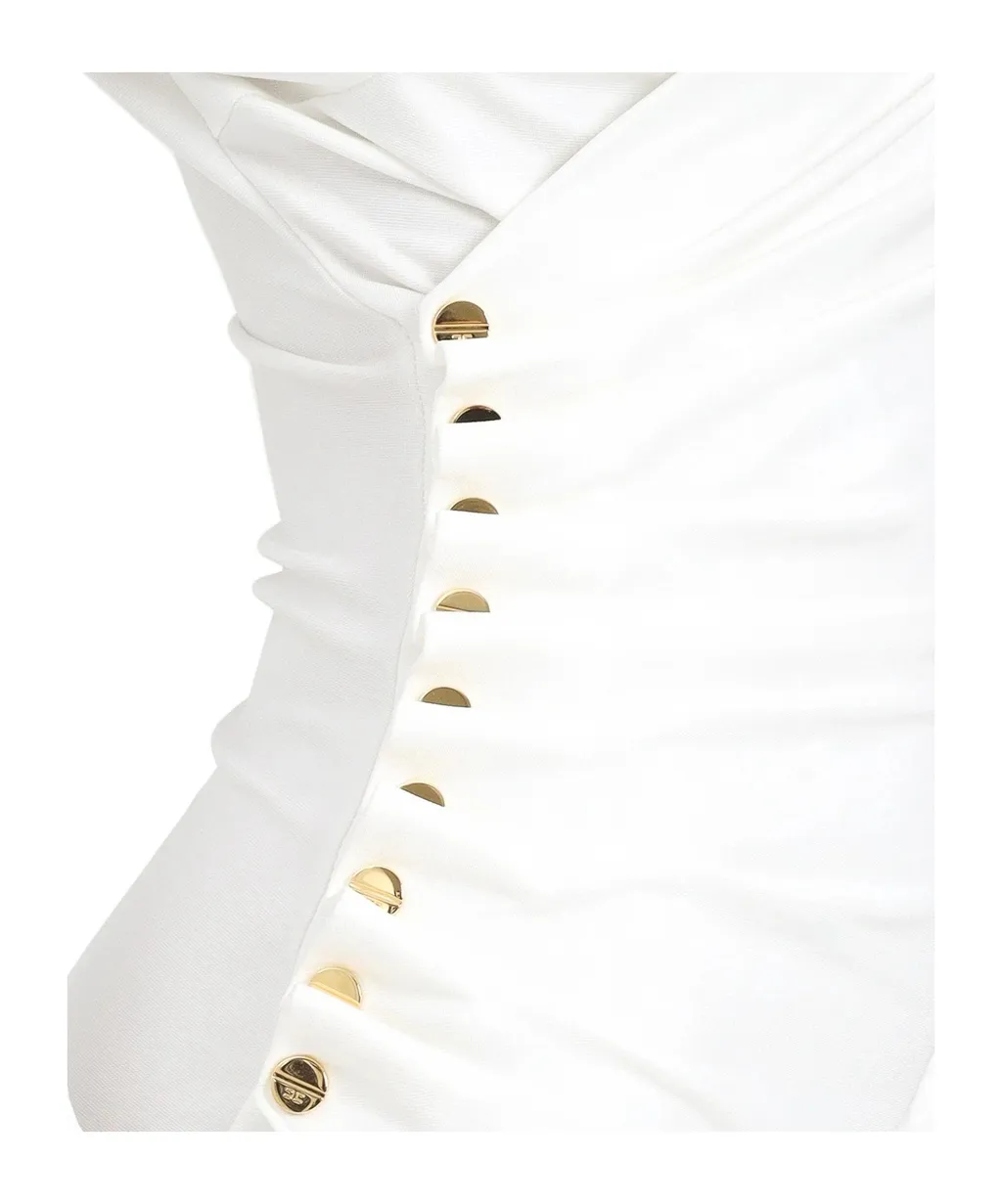 Elisabetta Franchi Embellished Button Jersey Dress