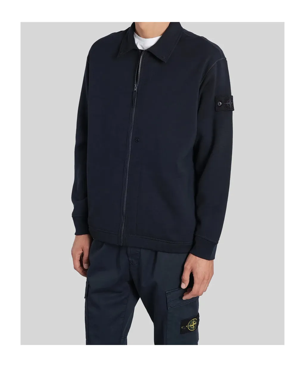 Stone Island Logo Patch Zip-Up Sweatshirt