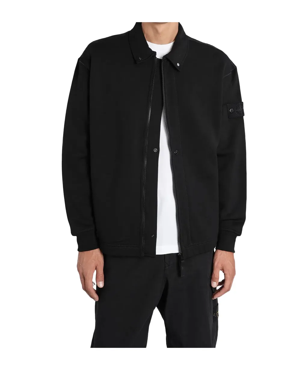 Stone Island Logo Patch Zip-Up Sweatshirt