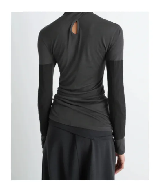 Neck-Tie Long-Sleeve Top