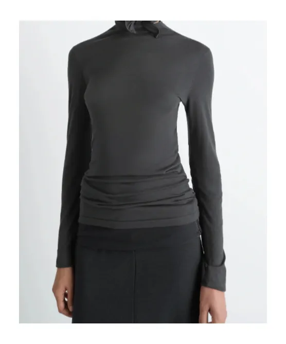 Neck-Tie Long-Sleeve Top