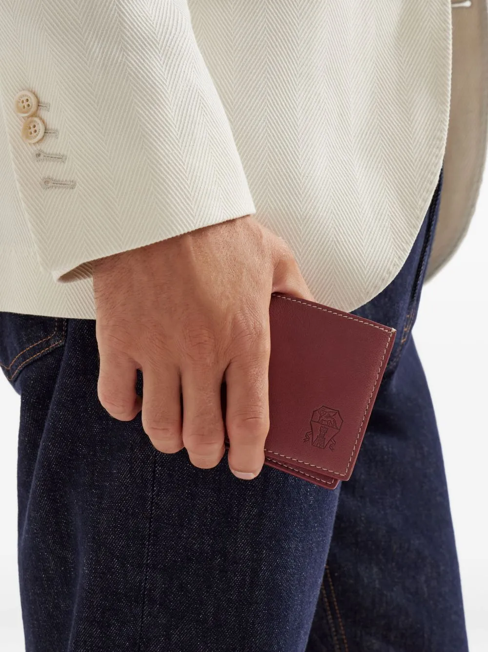 Calfskin Debossed-Logo Wallet