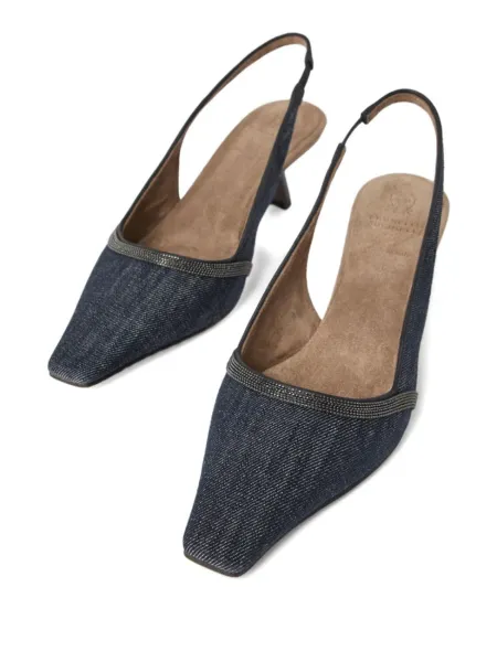 Brunello Cucinelli Slingback Pointed-Toe Pumps