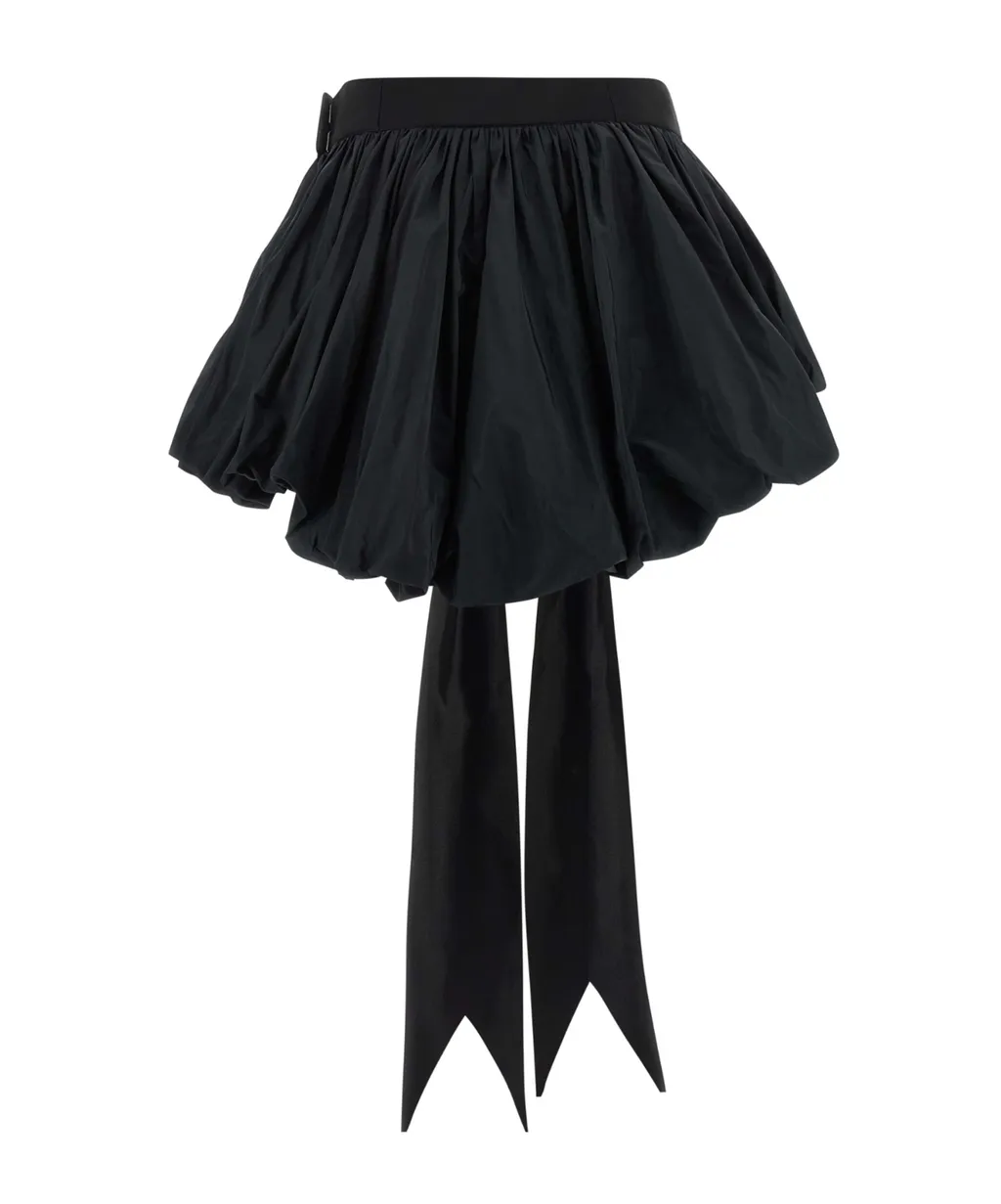 Bow-Detailed Ruffled Mini Skirt