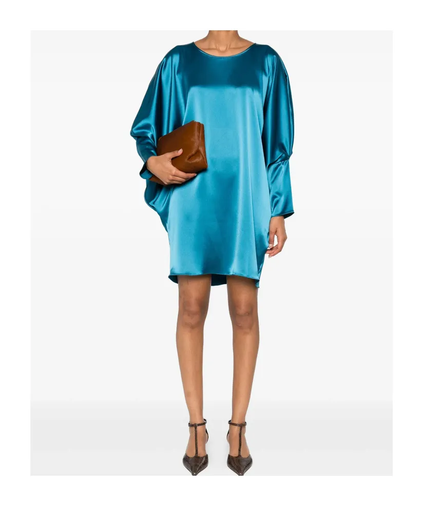 Crew-Neck Puff-Sleeve Mini Dress