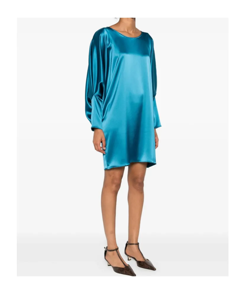 Crew-Neck Puff-Sleeve Mini Dress