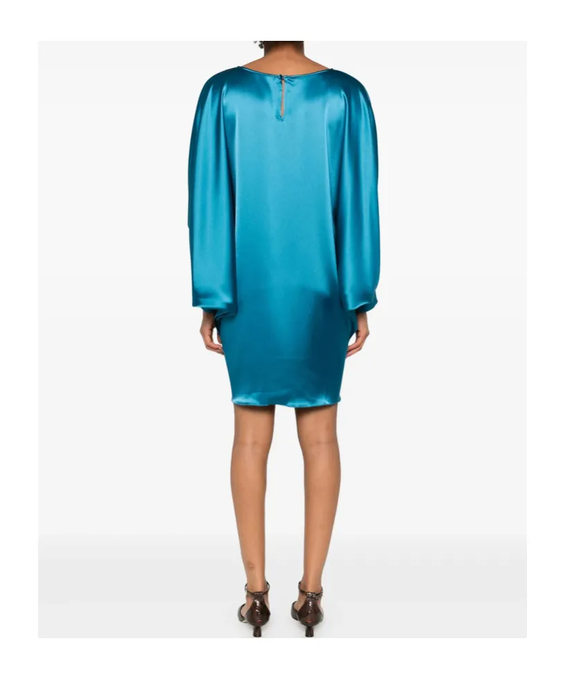 Crew-Neck Puff-Sleeve Mini Dress