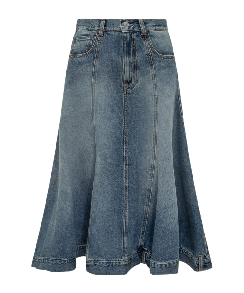 Victoria Beckham High Waist Panelled Kick Flare Skirt