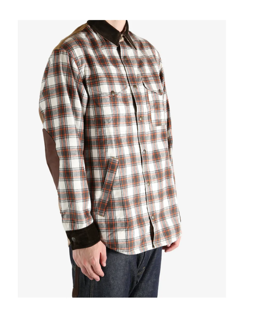 Checked Corduroy-Panel Shirt