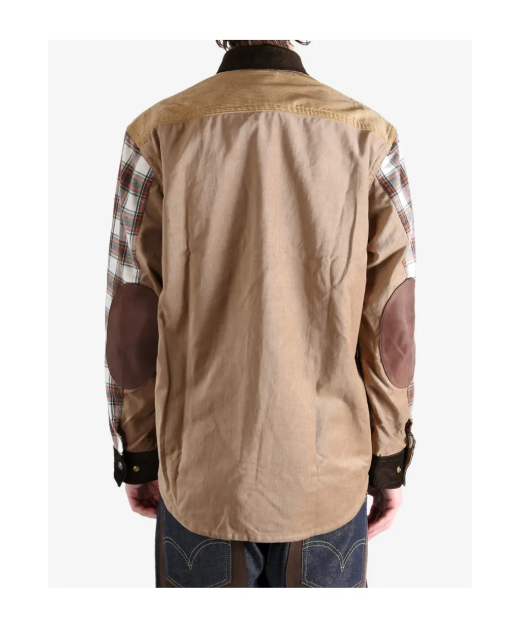 Checked Corduroy-Panel Shirt