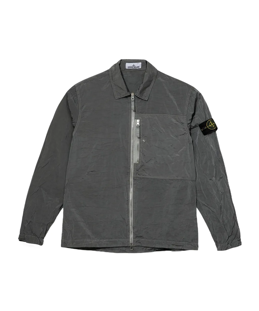 Stone Island Logo Patch Zip-Up Overshirt