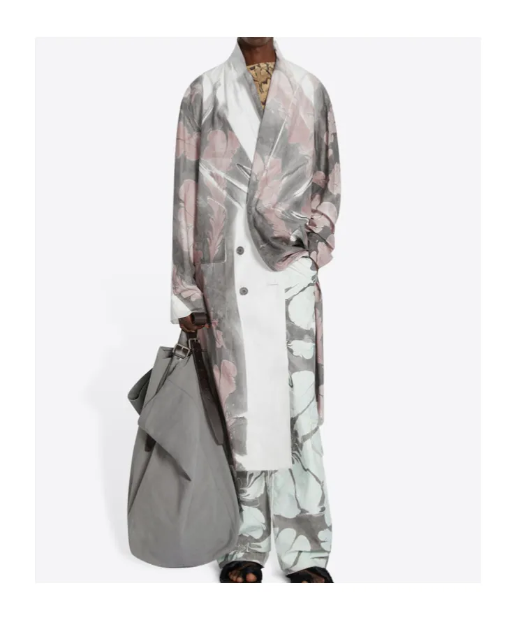 Printed Double-Breasted Coat