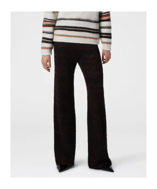 Zigzag-Pattern Flared Trousers