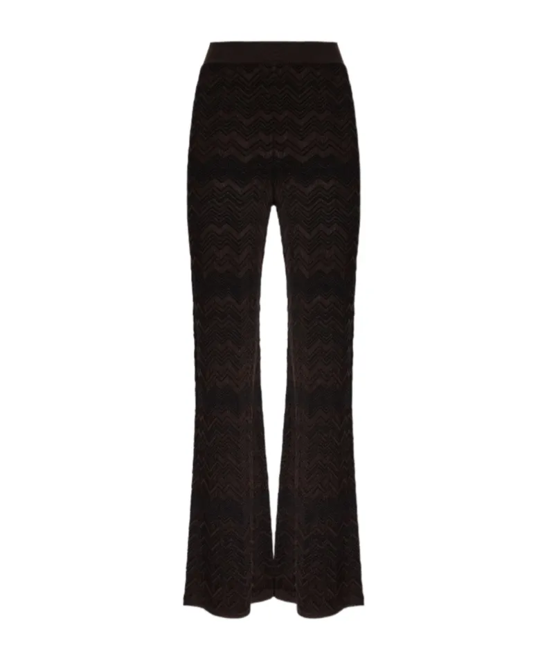 Zigzag-Pattern Flared Trousers