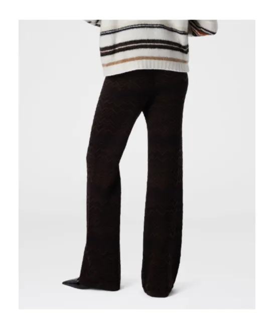 Zigzag-Pattern Flared Trousers