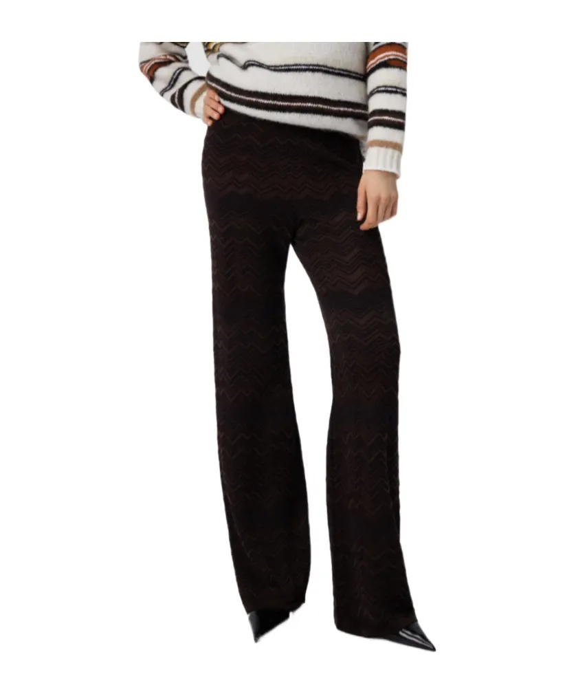 Zigzag-Pattern Flared Trousers