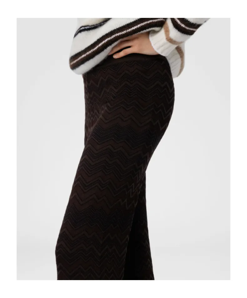Zigzag-Pattern Flared Trousers