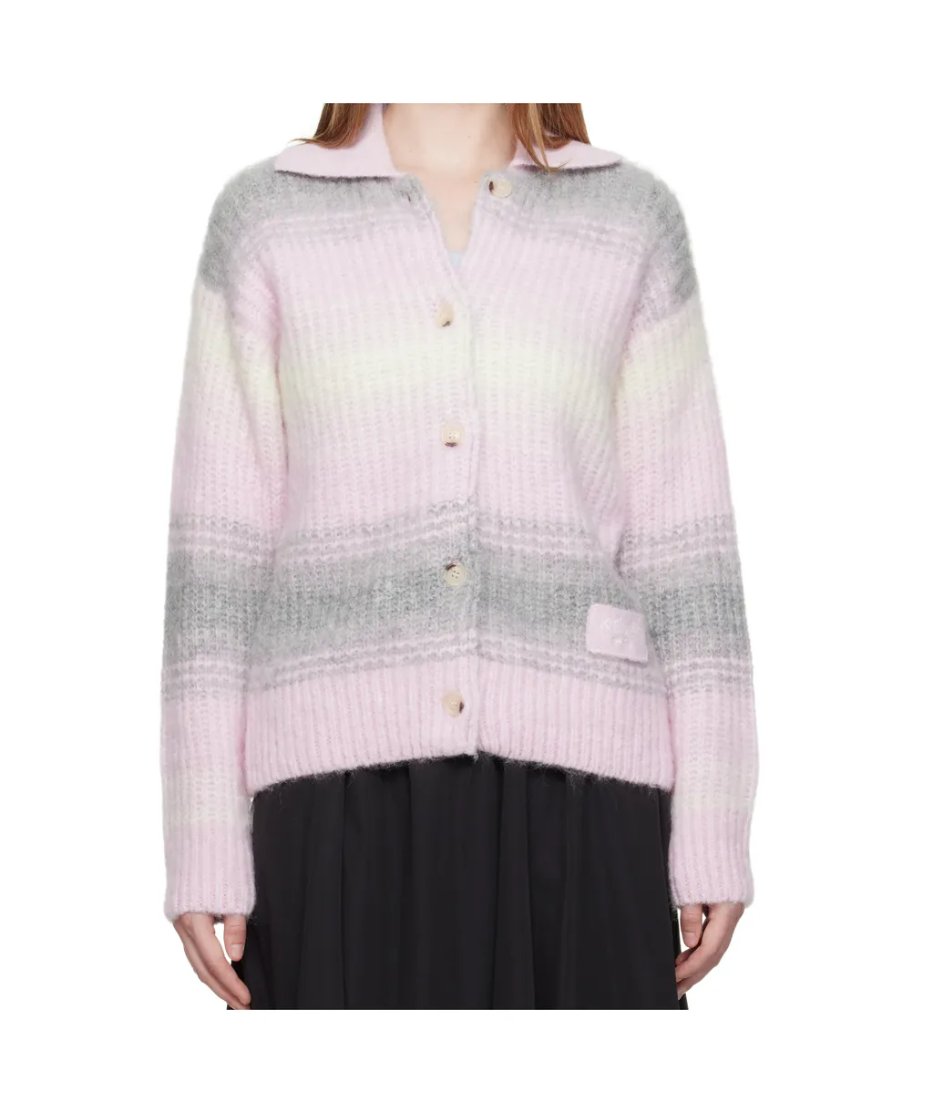 Hairy Knitted Cardigan In Alpaca Wool Kenzo Speed Stripe
