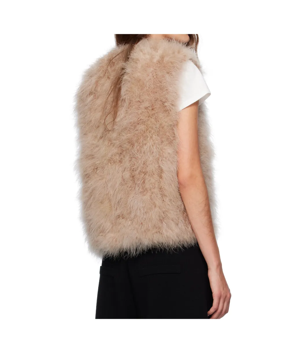 Cropped Feather Vest