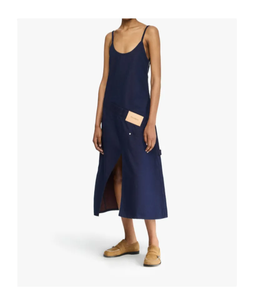 Denim Panelled Midi Dress