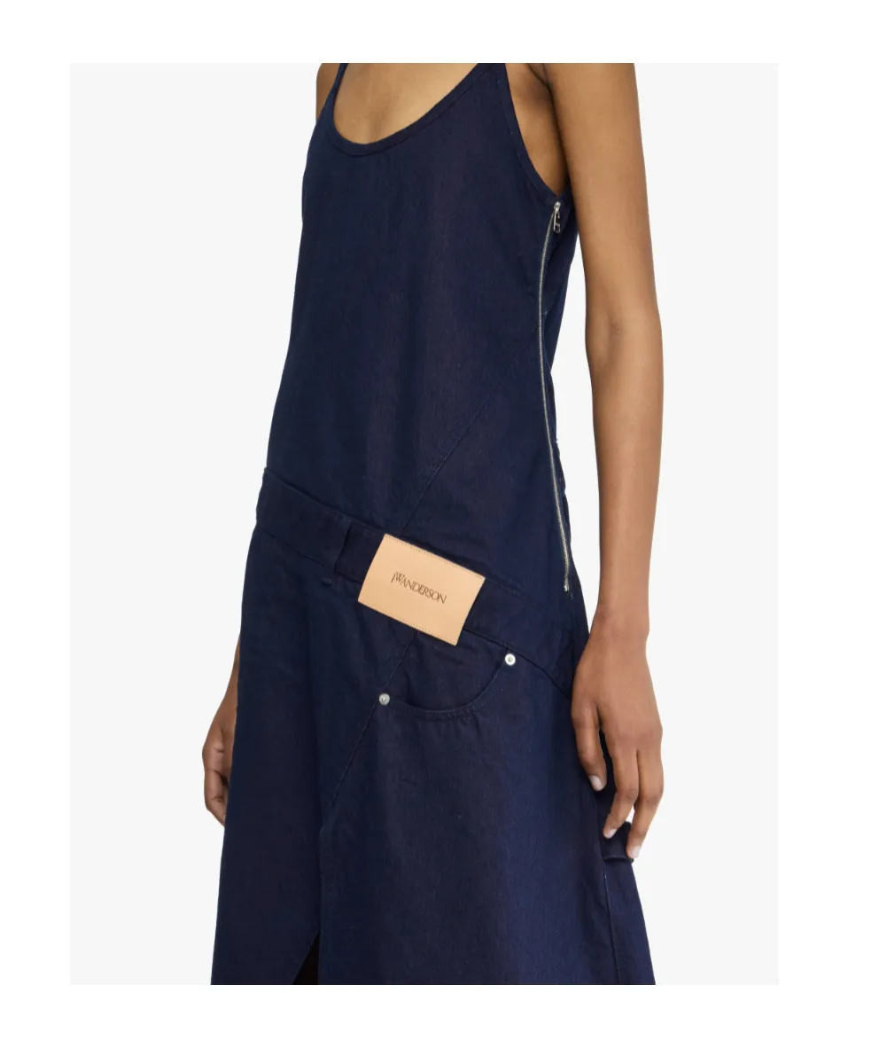 Denim Panelled Midi Dress