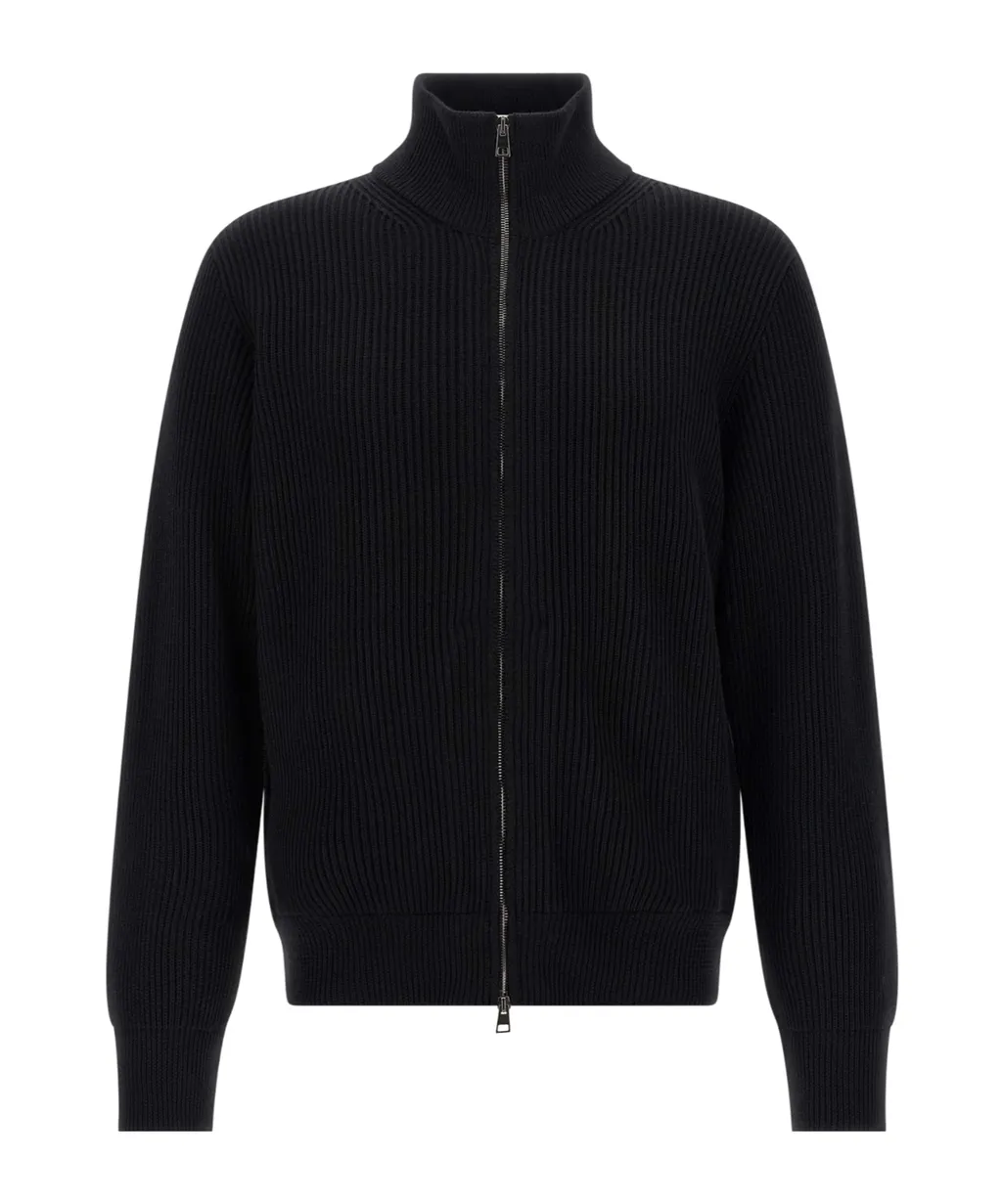 Zippered Ribbed Sweater