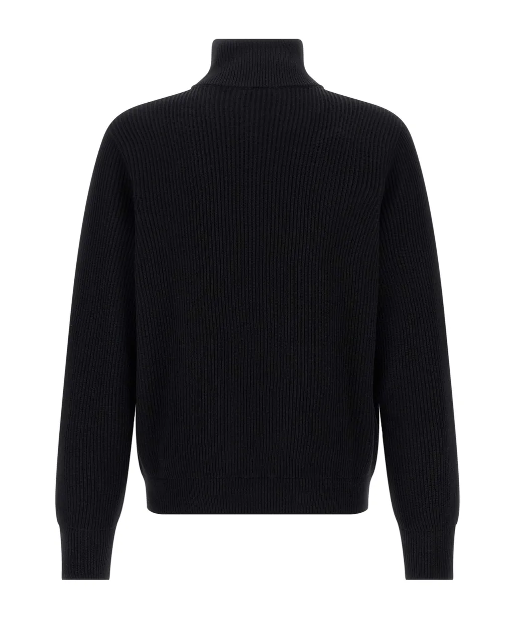 Zippered Ribbed Sweater