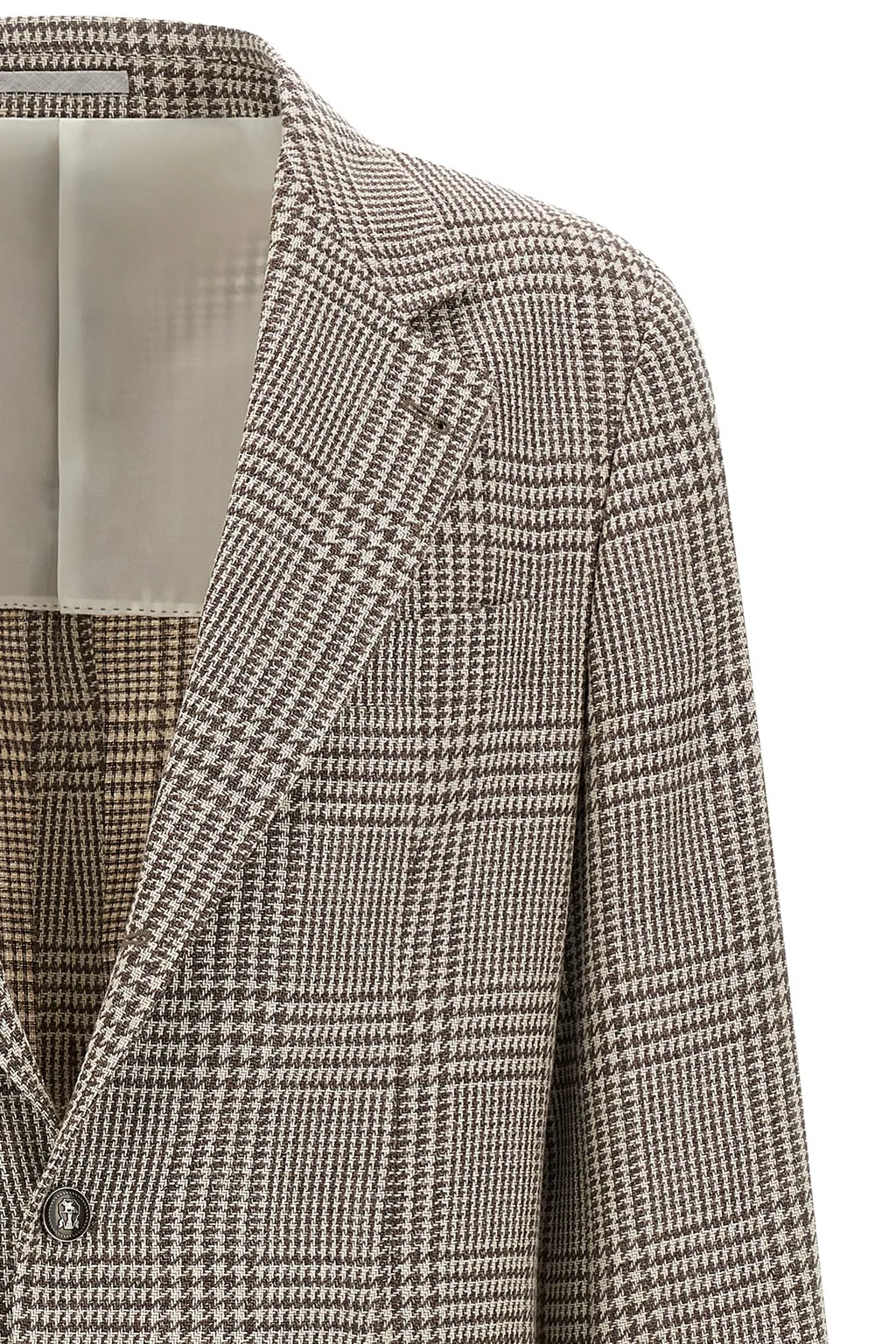 Houndstooth Check Single-Breasted Blazer