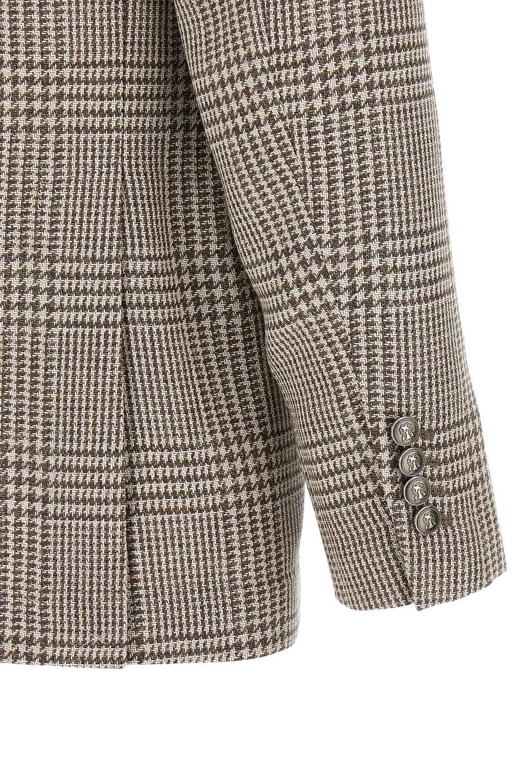 Houndstooth Check Single-Breasted Blazer