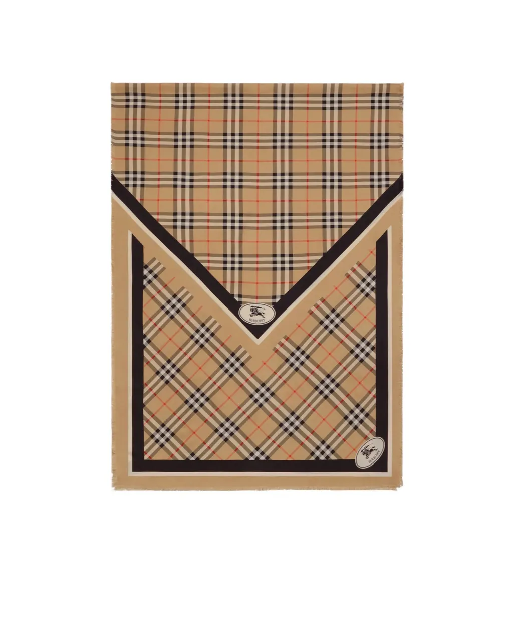 Check Knight Stamp Silk Scarf