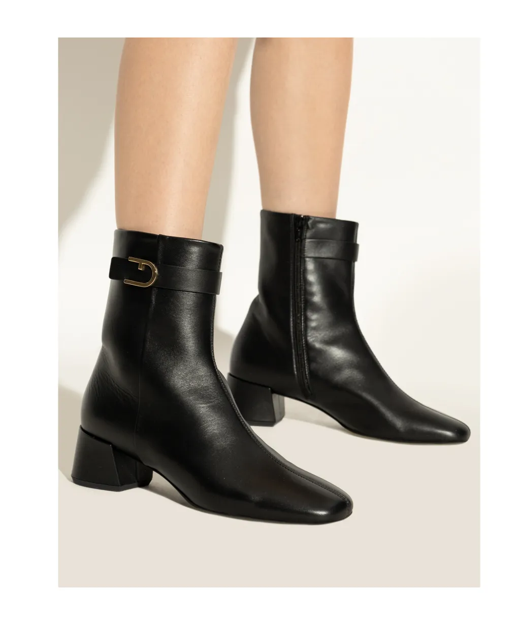 Furla Square-Toe Heeled Ankle Boots