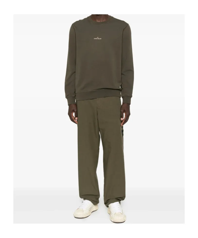Stone Island Logo Patch Straight-Leg Cargo Pants