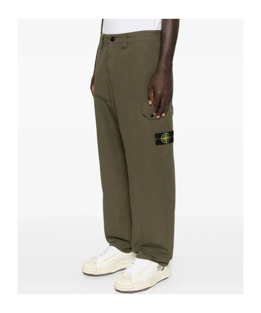 Stone Island Logo Patch Straight-Leg Cargo Pants