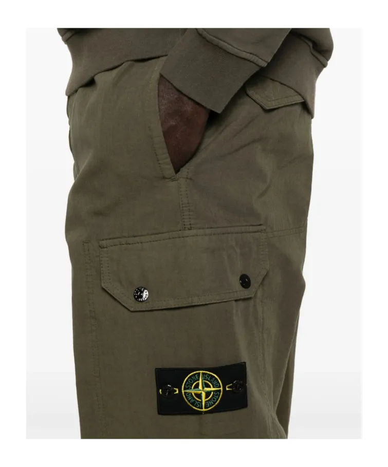 Stone Island Logo Patch Straight-Leg Cargo Pants