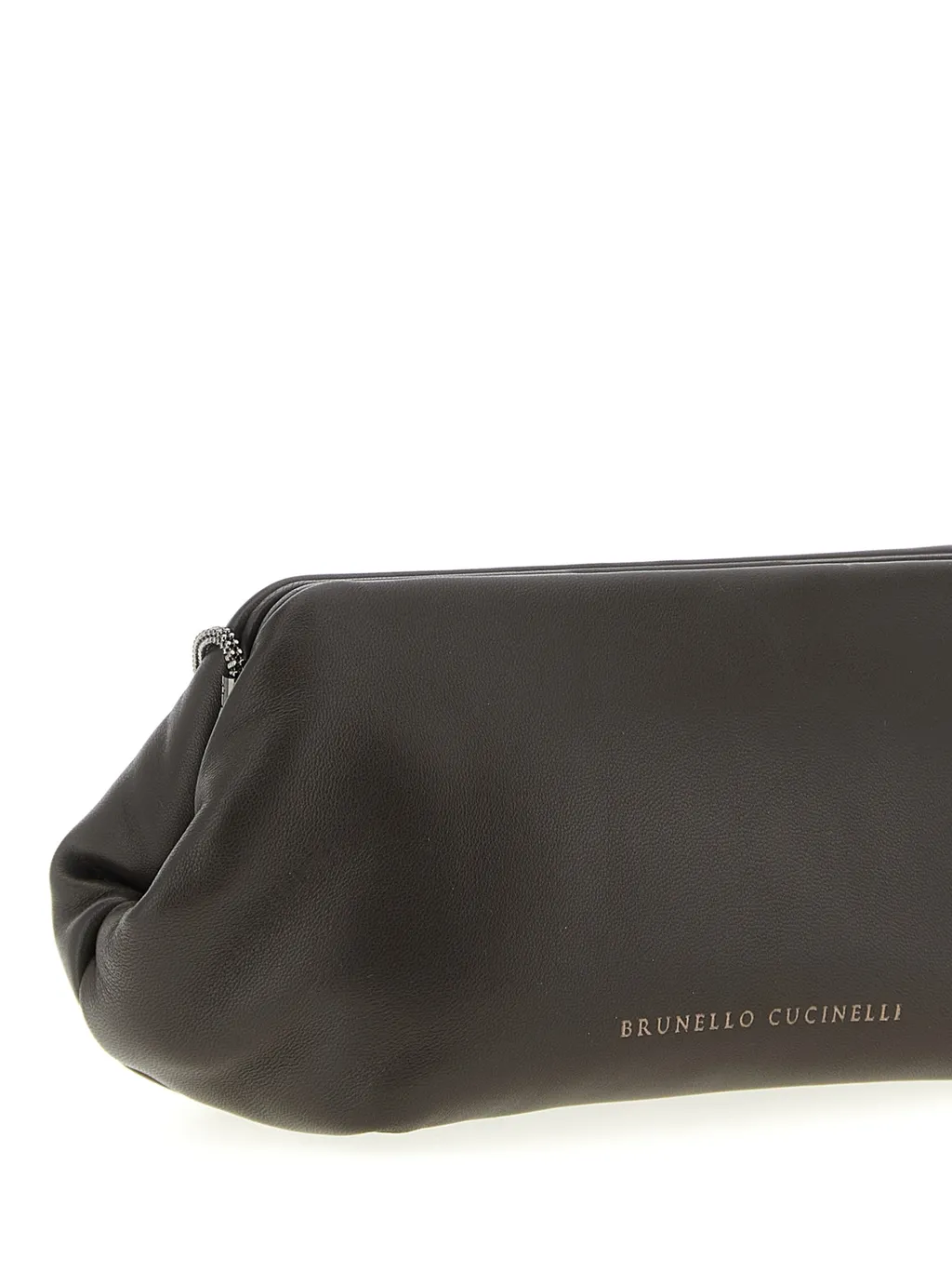 Leather Chain-Strap Clutch Bag