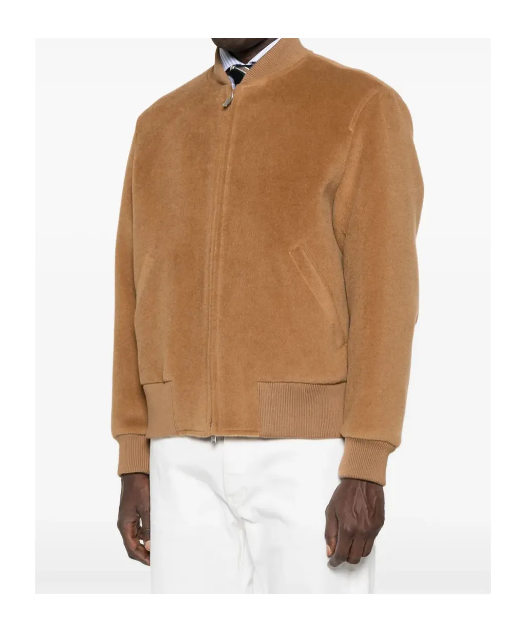 Ribbed-Collar Wool Jacket