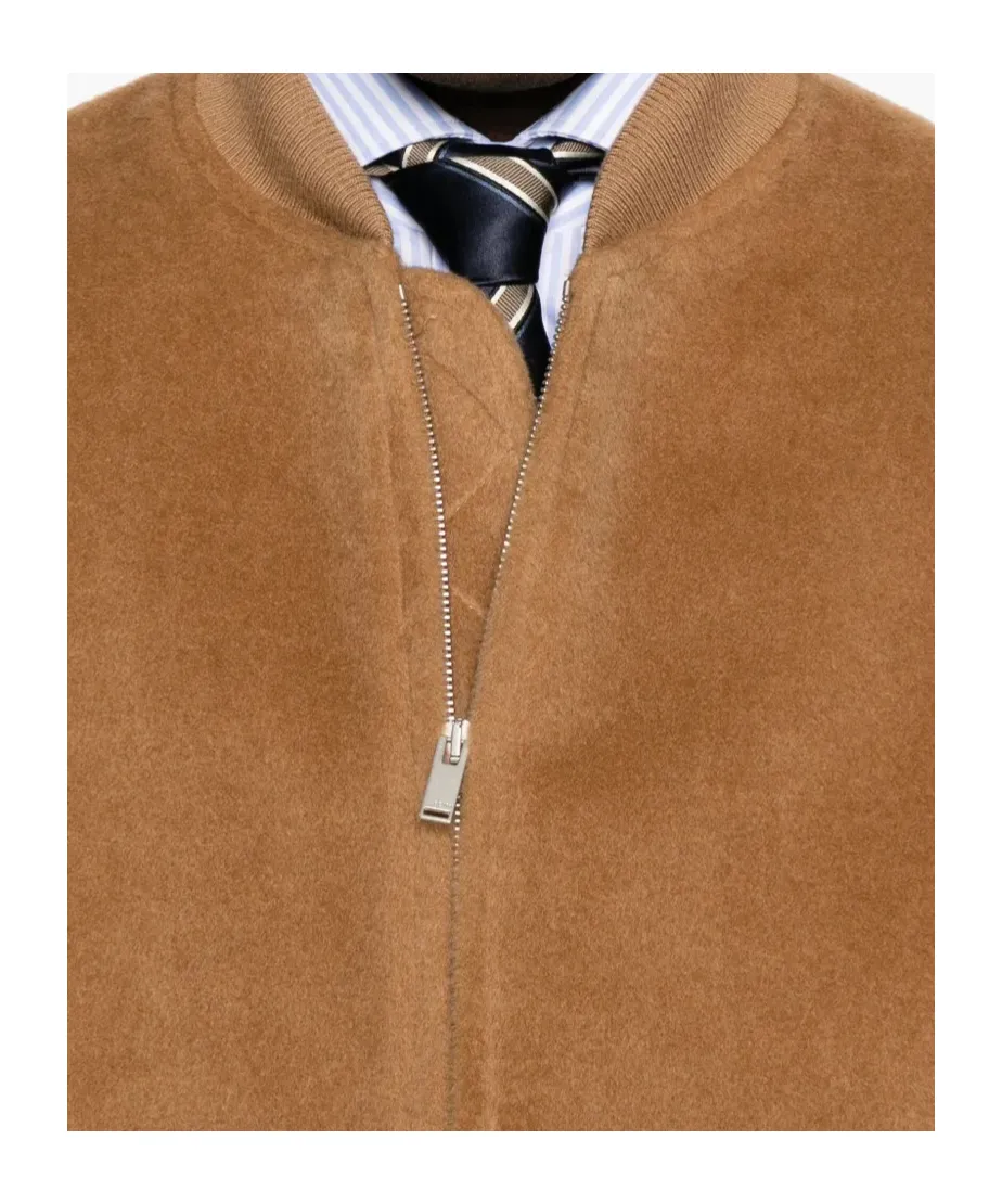 Ribbed-Collar Wool Jacket