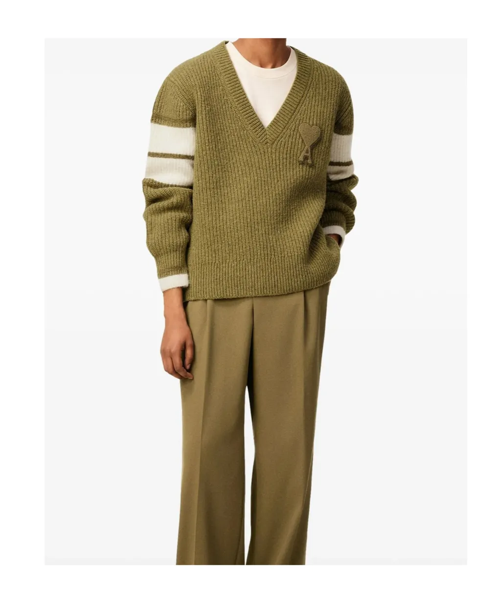 Ami Paris Ami De Coeur Logo Patch College Jumper