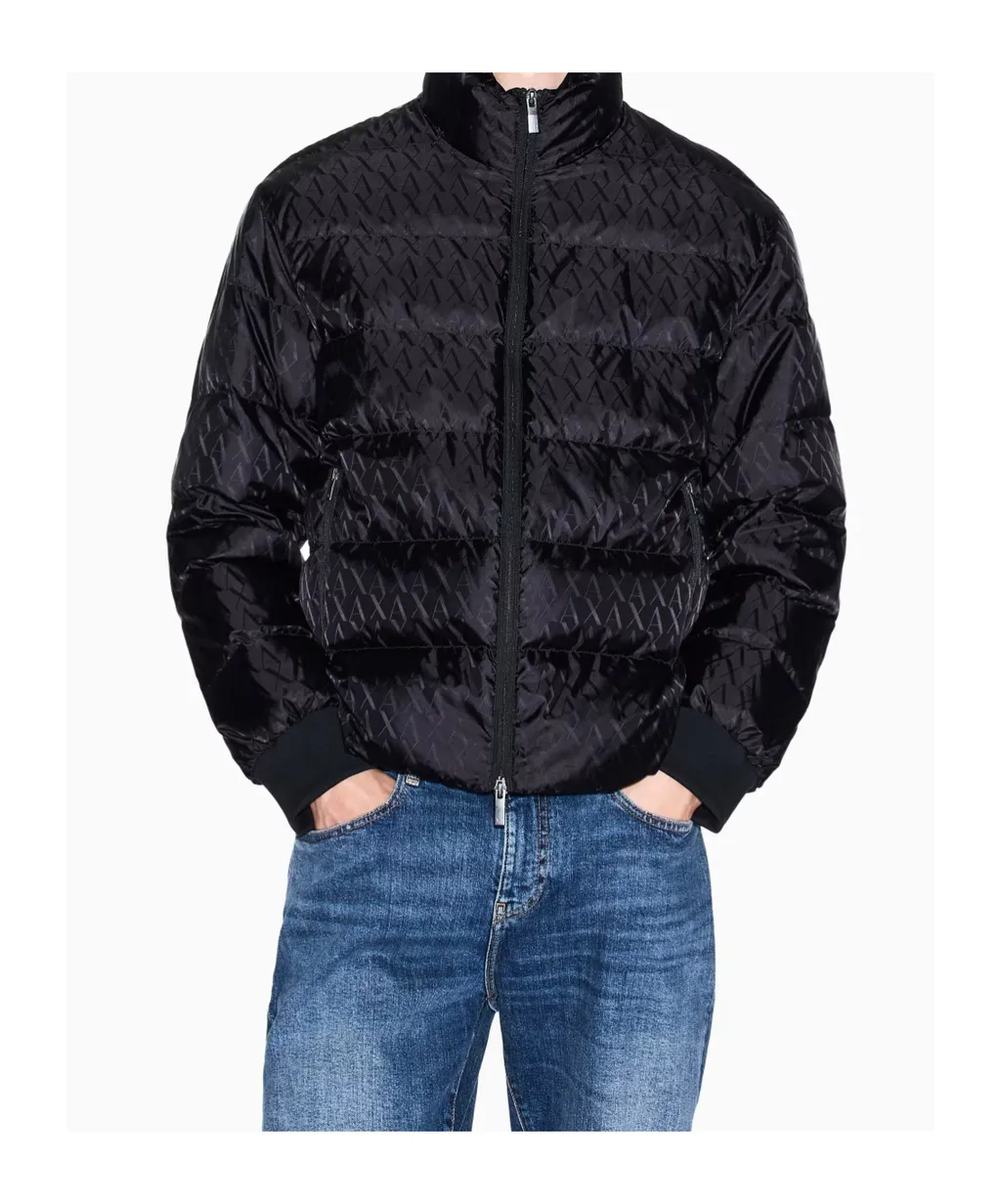 Armani Exchange Tone On Tone Allover Logo Puffer Jacket